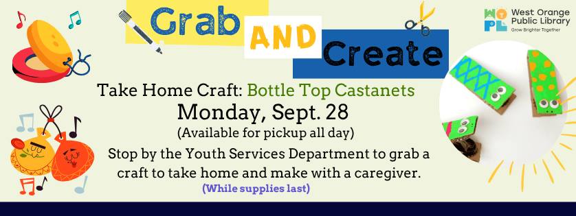 Grab and Create bottle top castanets, Sep 28, all day while supplies last